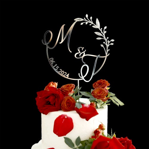 Custom Initial Wedding Cake Topper – Gold or Rustic Design