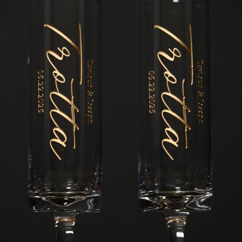 Custom Modern Toasting Flutes with Gift Box