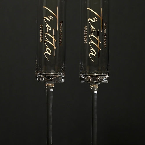 Custom Modern Toasting Flutes with Gift Box
