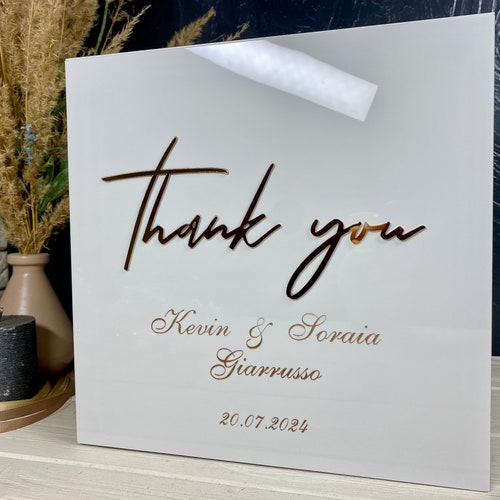 Personalized Acrylic Wedding Card Box with Lock and Engraving