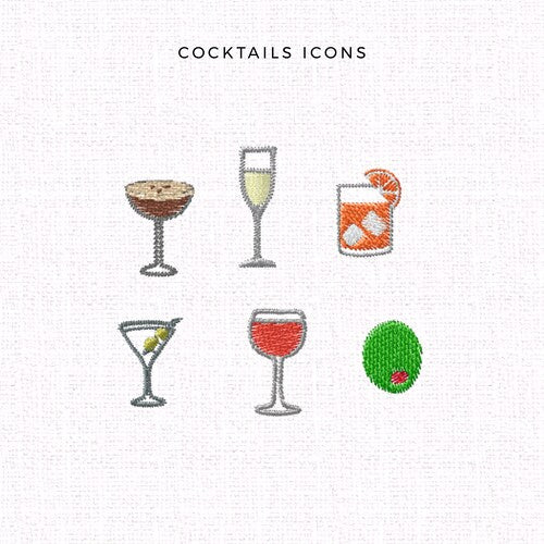 Personalized Embroidered Linen Cocktail Napkins with Custom Names and Icons