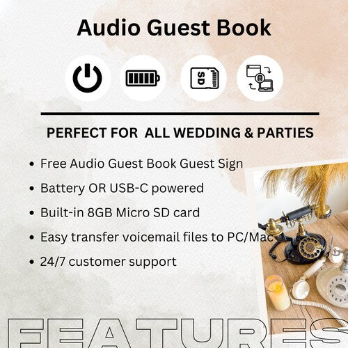 Retro Audio Guest Book Phone – Vintage Voicemail Keepsake