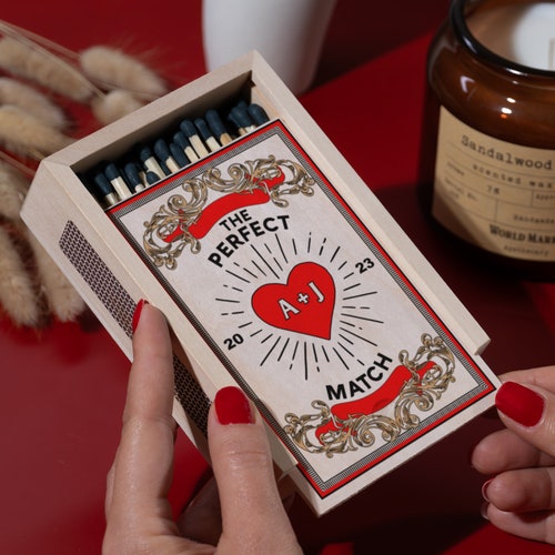 Personalized Wooden Matchbox for Couples