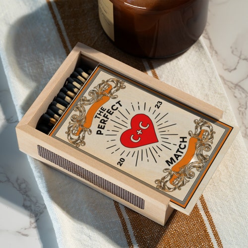 Personalized Wooden Matchbox for Couples