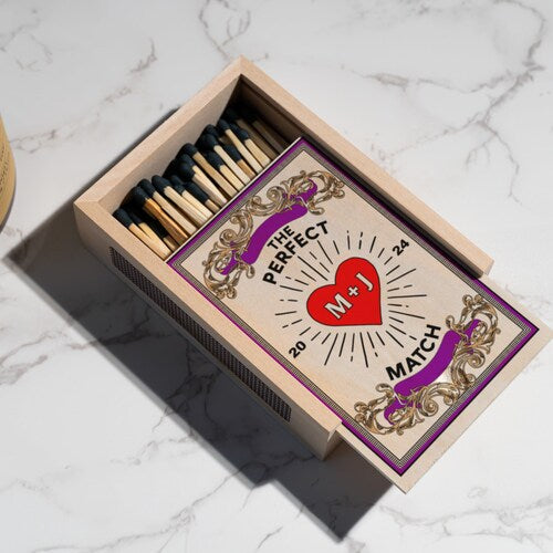 Personalized Wooden Matchbox for Couples