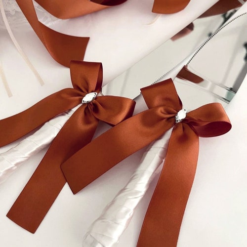 Rust Wedding Set: Flower Girl Basket, Ring Bearer Pillow, Cake Knife Set & Garter