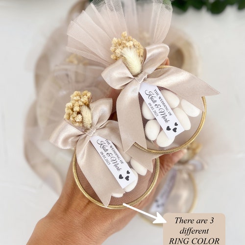 Personalized Wedding Almond Candy Favors in Tulle Bags