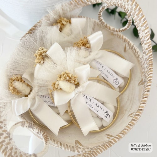 Personalized Wedding Almond Candy Favors in Tulle Bags