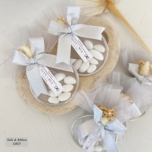 Personalized Wedding Almond Candy Favors in Tulle Bags