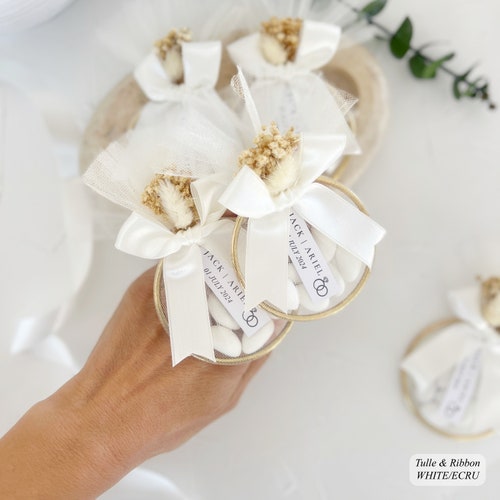 Personalized Wedding Almond Candy Favors in Tulle Bags
