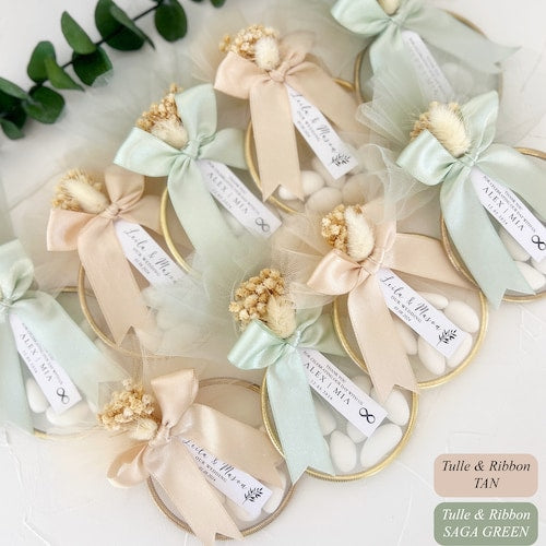 Personalized Wedding Almond Candy Favors in Tulle Bags