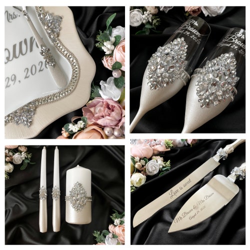 Elegant Wedding Cake Cutting and Toasting Set