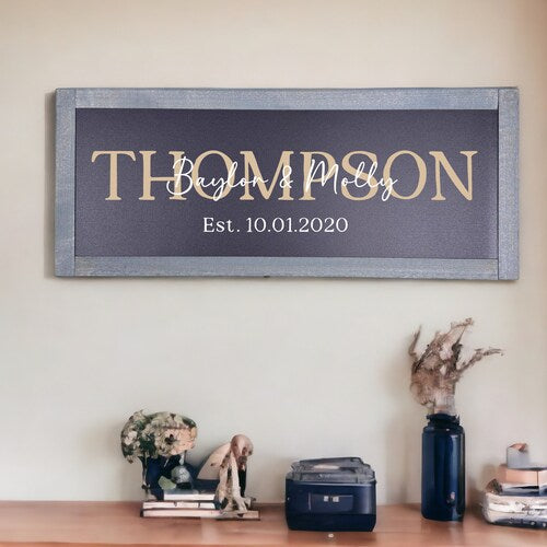 Personalized Last Name Wood Sign with Established Date