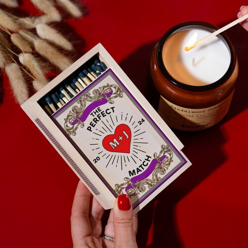 Personalized Wooden Matchbox for Couples