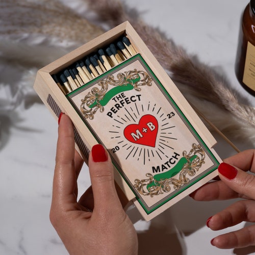 Personalized Wooden Matchbox for Couples