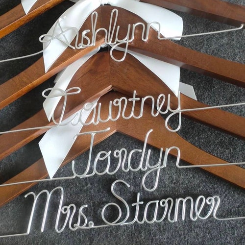 Personalized Bridesmaid & Bride Wedding Hanger – Custom Name Bridal Shower or Bachelorette Gift