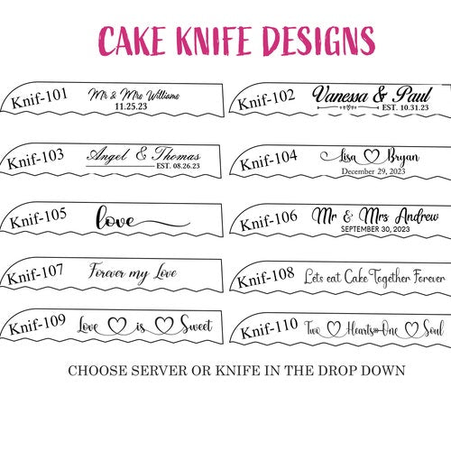 Personalized Engraved Wedding Cake Knife & Server Set