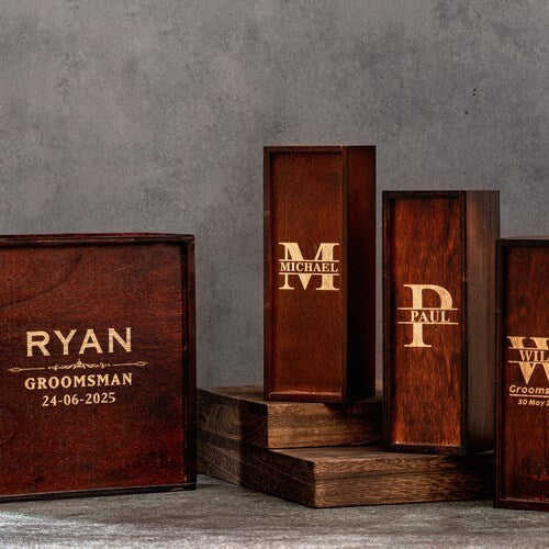 Personalized Wooden Groomsmen Gift Box – Custom Engraved Keepsake