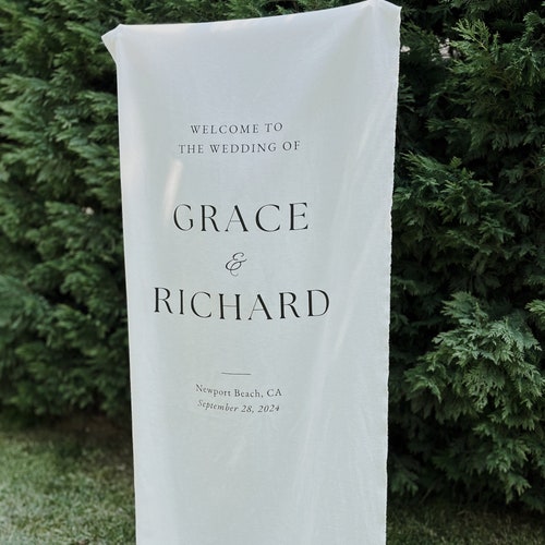 Custom Linen Fabric Wedding Welcome Sign