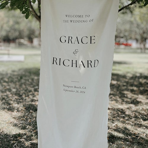 Custom Linen Fabric Wedding Welcome Sign
