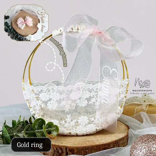 Rustic Boho Crochet Flower Girl Basket