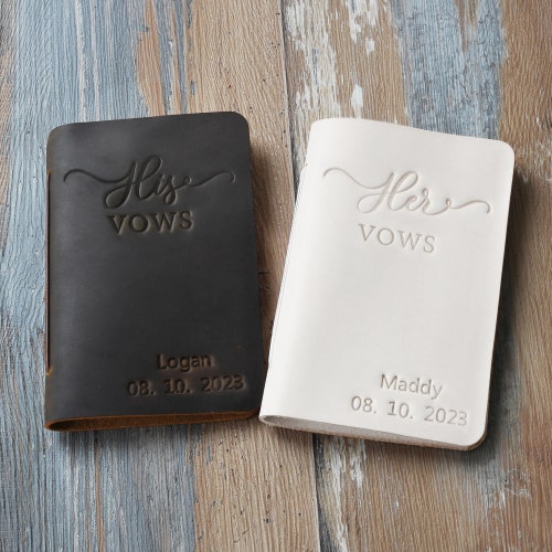 Personalized Leather Wedding Vow Book – Custom His/Her Vow Books, Bridal Shower Gift