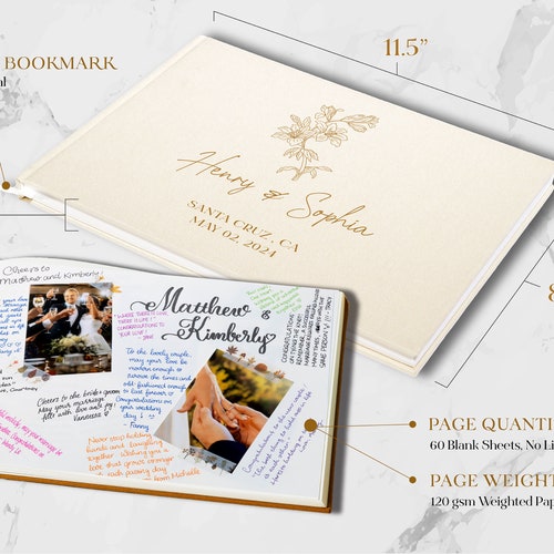 Personalized Wedding Guest Book – Leather Reception Keepsake