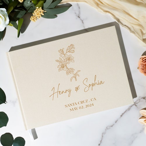 Personalized Wedding Guest Book – Leather Reception Keepsake