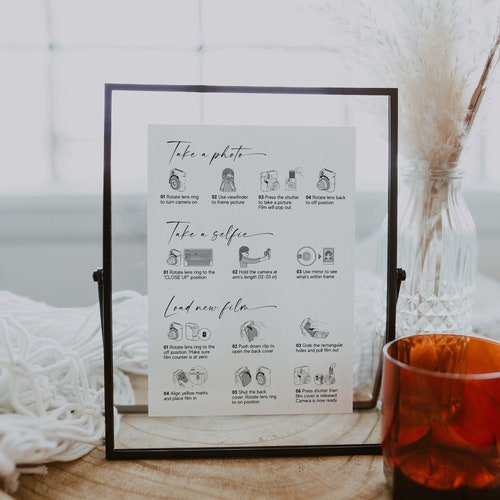 Instax Mini 12 Photo Guestbook Instructions Sign – Editable Minimalist Template