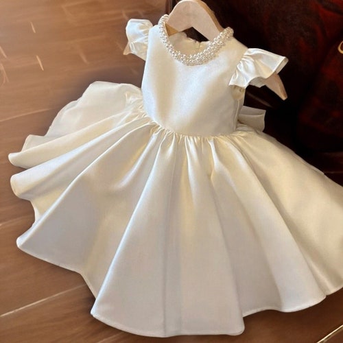 Ivory Pearls Neckline Baby Girl Dress Joy Wedding Store Ivory Pearls Neckline Baby Girl Dress Joy Wedding Store