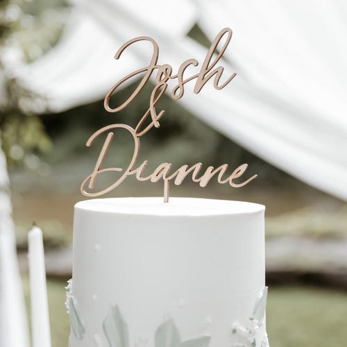 Personalized Rustic Script Wedding Cake Topper – Mr & Mrs Design
