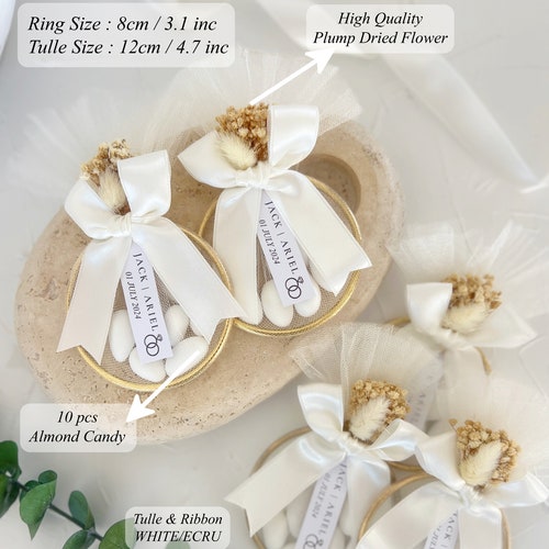 Personalized Wedding Almond Candy Favors in Tulle Bags