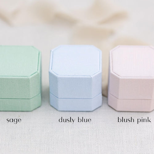 Triple Slot Linen Wedding Ring Box – Modern Engagement Ring Box