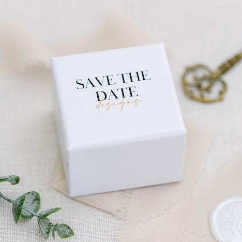 Triple Slot Linen Wedding Ring Box – Modern Engagement Ring Box
