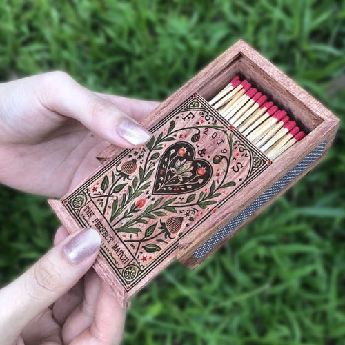 Custom Wooden Matchbox for Couples