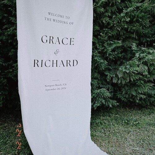 Custom Linen Fabric Wedding Welcome Sign