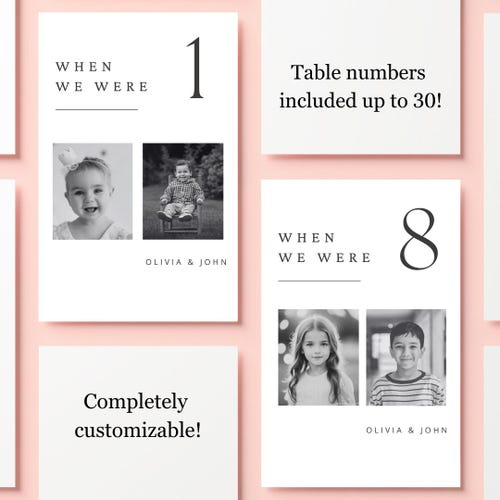 Photo Wedding Table Numbers – Customizable Digital Template