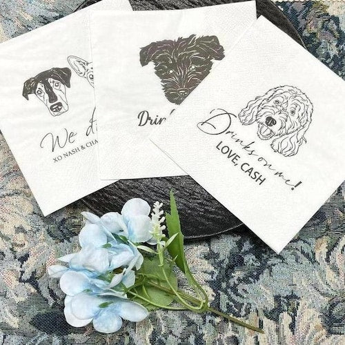 Customized Pet Wedding Cocktail Napkins