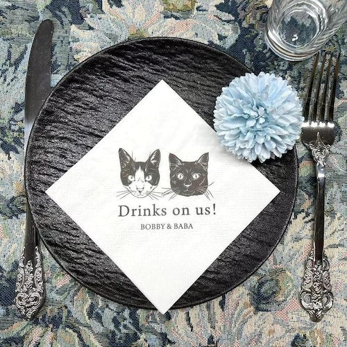 Customized Pet Wedding Cocktail Napkins