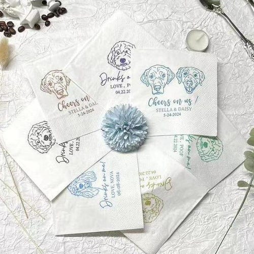 Customized Pet Wedding Cocktail Napkins