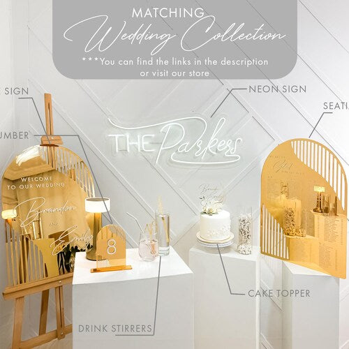 Gold Acrylic Arch Wedding Welcome Sign
