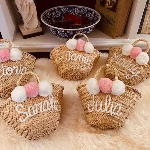Personalized Monogrammed Basket – Handmade Custom Bridal Bag