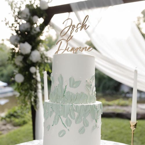 Personalized Rustic Script Wedding Cake Topper – Mr & Mrs Design