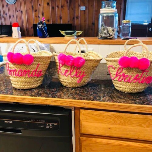 Personalized Straw Tote Bags for Bridal Party and Bachelorette