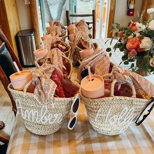 Personalized Straw Tote Bags for Bridal Party and Bachelorette