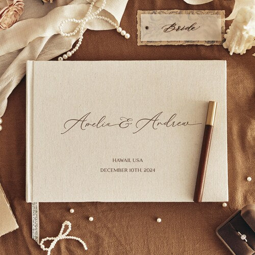 Custom Wedding Guest Book – Linen Polaroid Photo Album