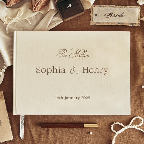 Custom Wedding Guest Book – Linen Polaroid Photo Album