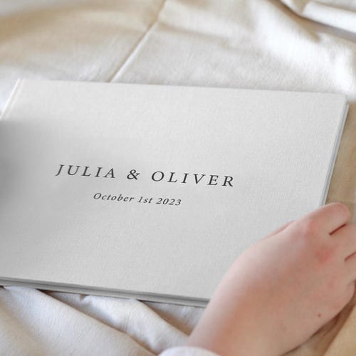 Personalized Linen Wedding Guest Book