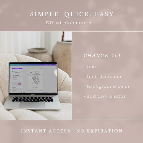Instax Mini 12 Photo Guestbook Instructions Sign – Editable Minimalist Template