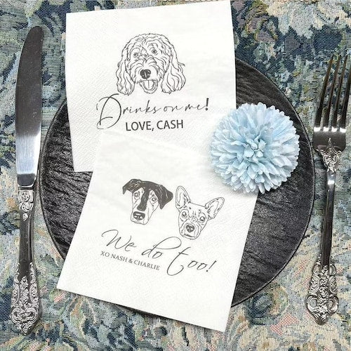 Customized Pet Wedding Cocktail Napkins